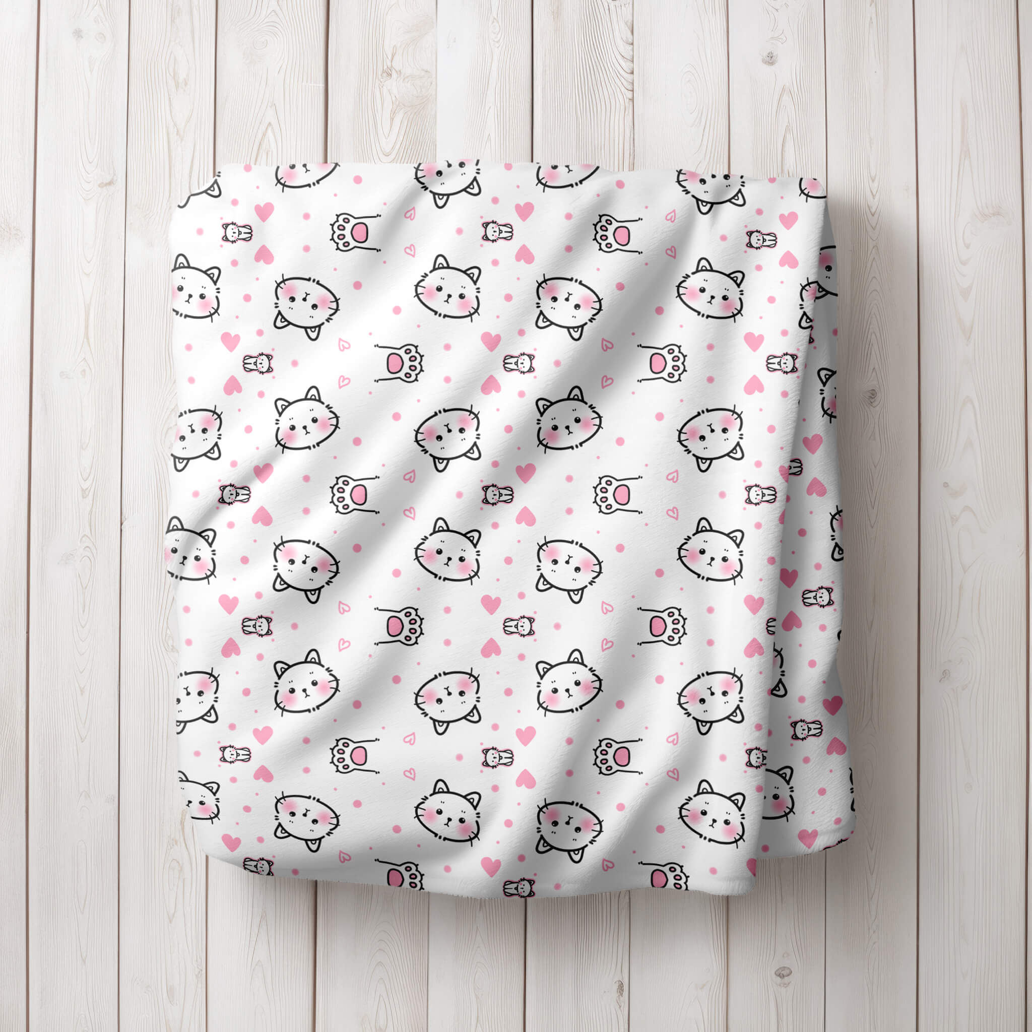 Cozy Blanket - Pink Cat Paws
