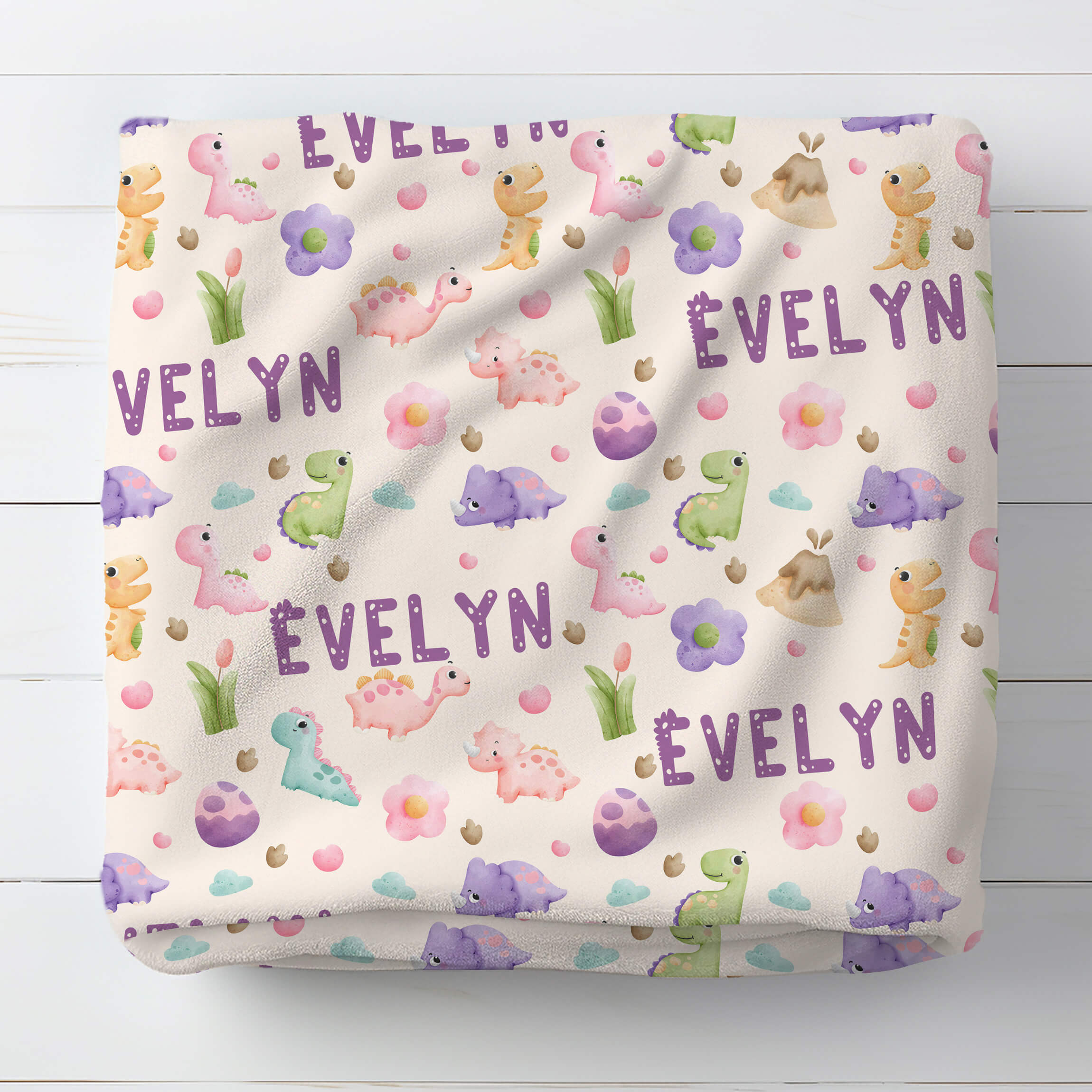 Personalized Baby Blanket - Cute Dinosaurs