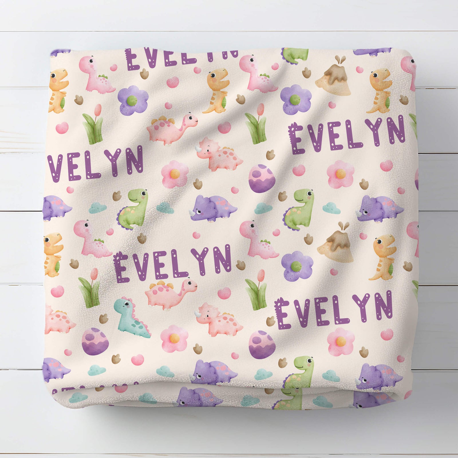 Personalized Baby Blanket - Cute Dinosaurs