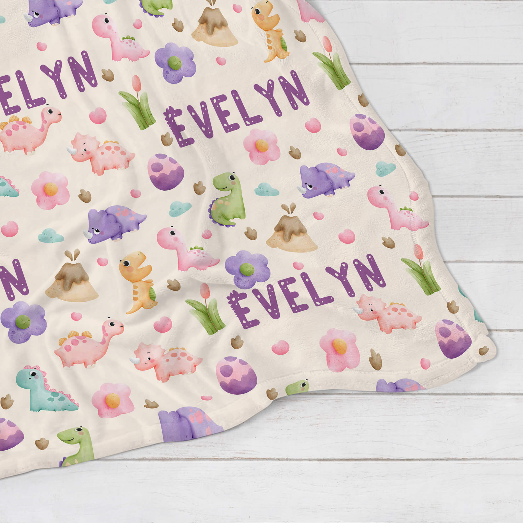 Personalized Baby Blanket - Cute Dinosaurs
