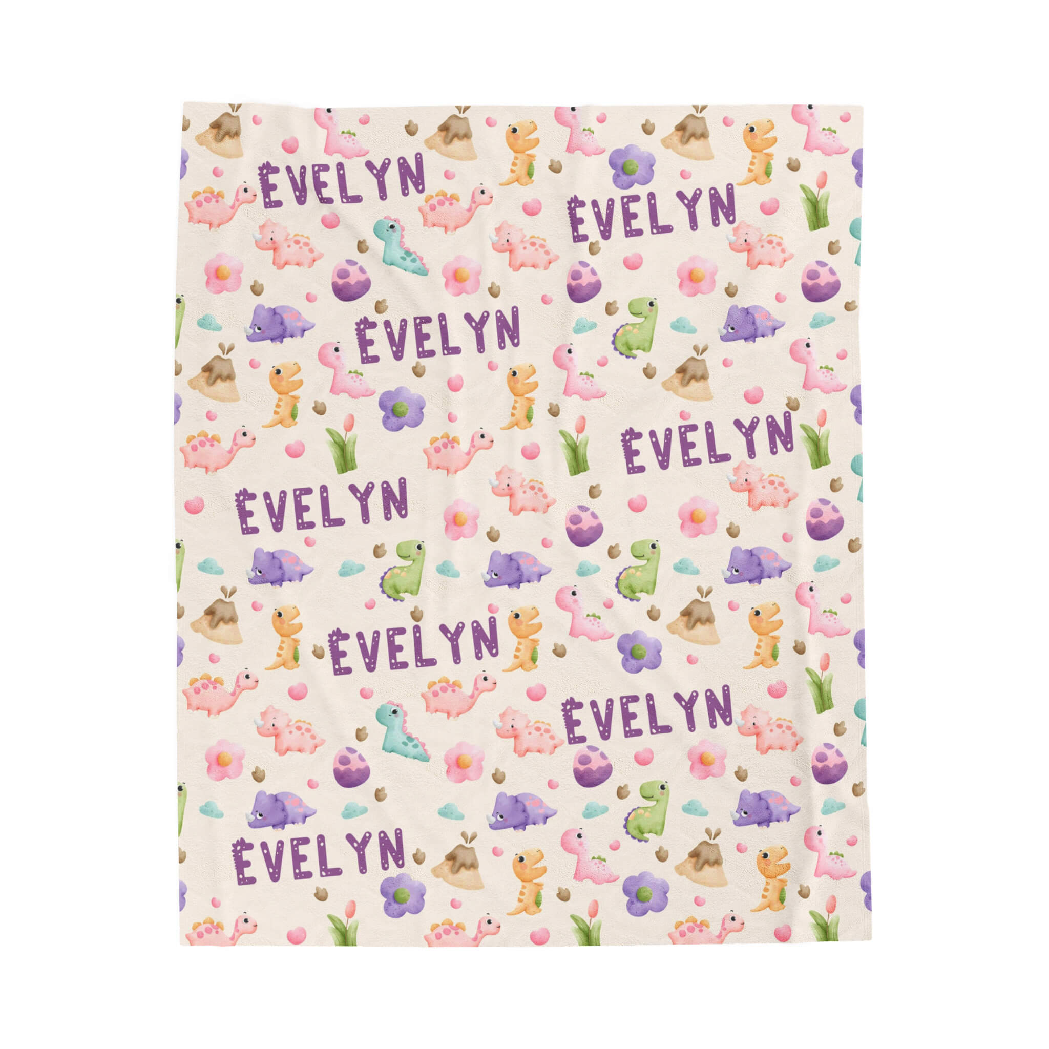 Personalized Baby Blanket - Cute Dinosaurs