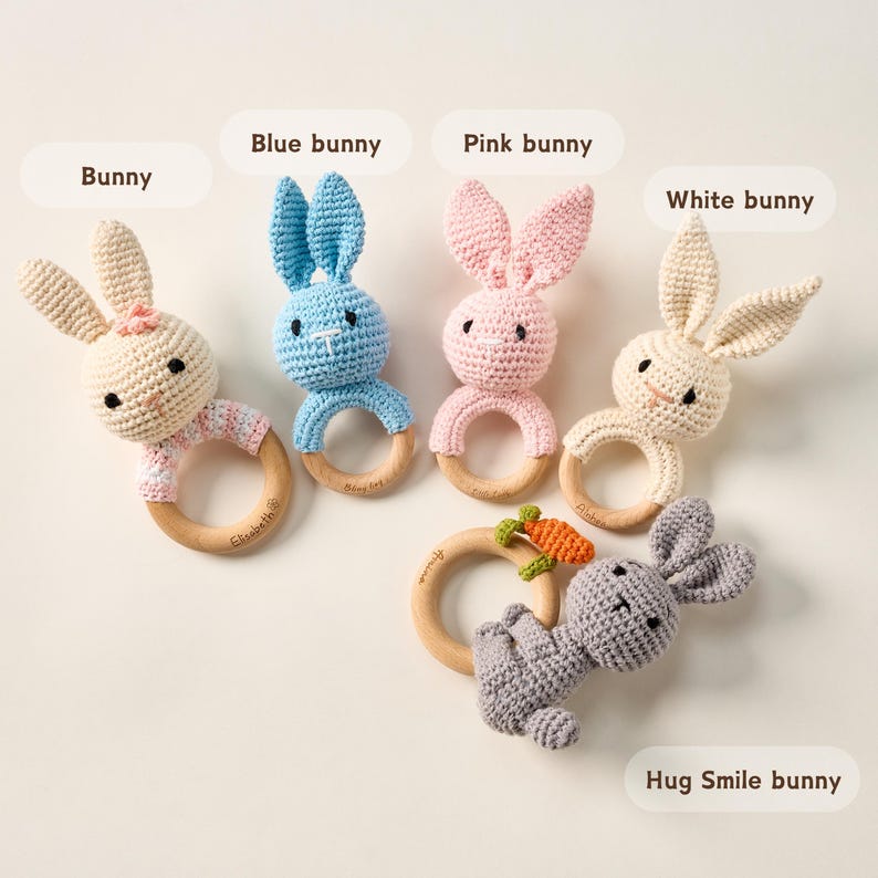 Personalized Baby Rattle Custom Name Engraved Animal Keepsake Newborn Gift for Baby Boy or Girl