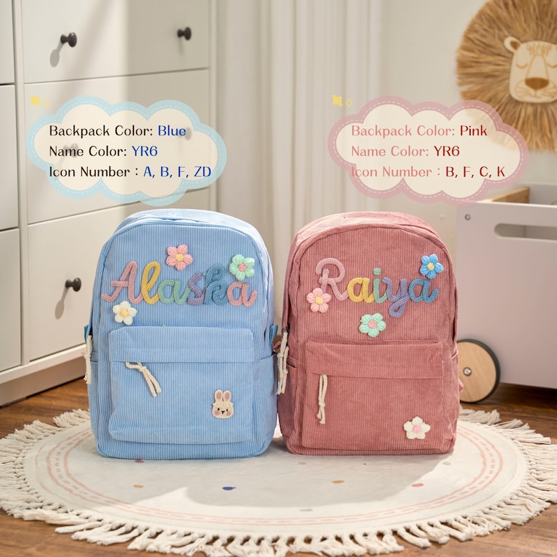 Personalized Backpack Custom Name School Bag Back to School Gift for Kids or Toddlers