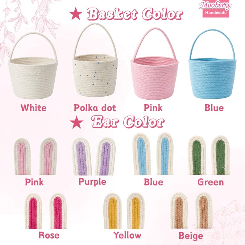Personalised Easter Basket 2026 4 Bunny Carrot Rope Styles Custom Egg Hunt Accessory for Babies and Kids