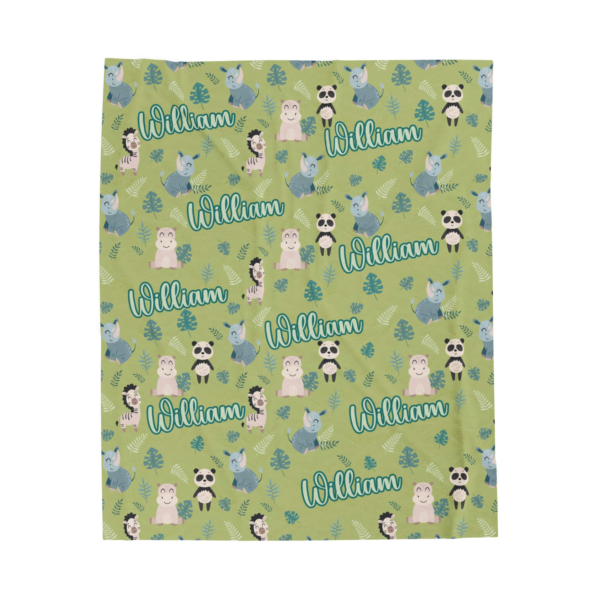 Personalized Baby Blanket - Hippo, Zebra and Rhino