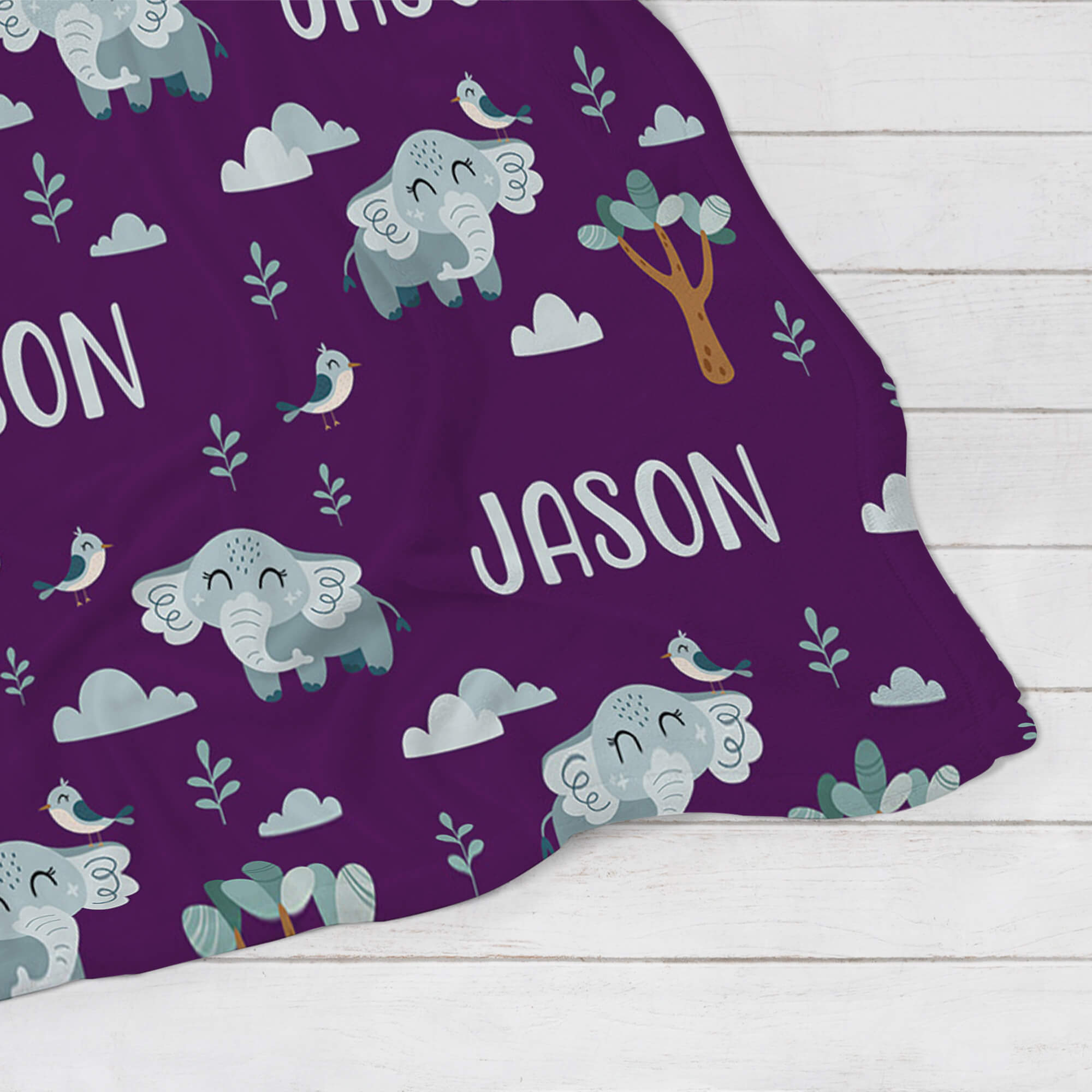 Personalized Baby Blanket - Elephants