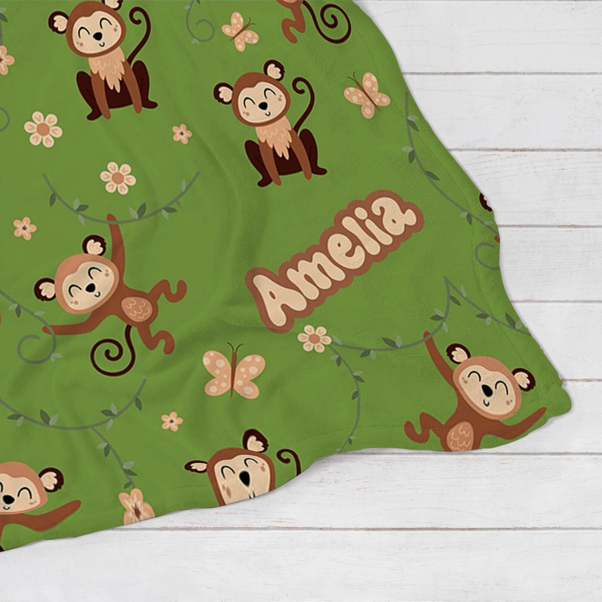 Personalized Baby Blanket - Monkeys