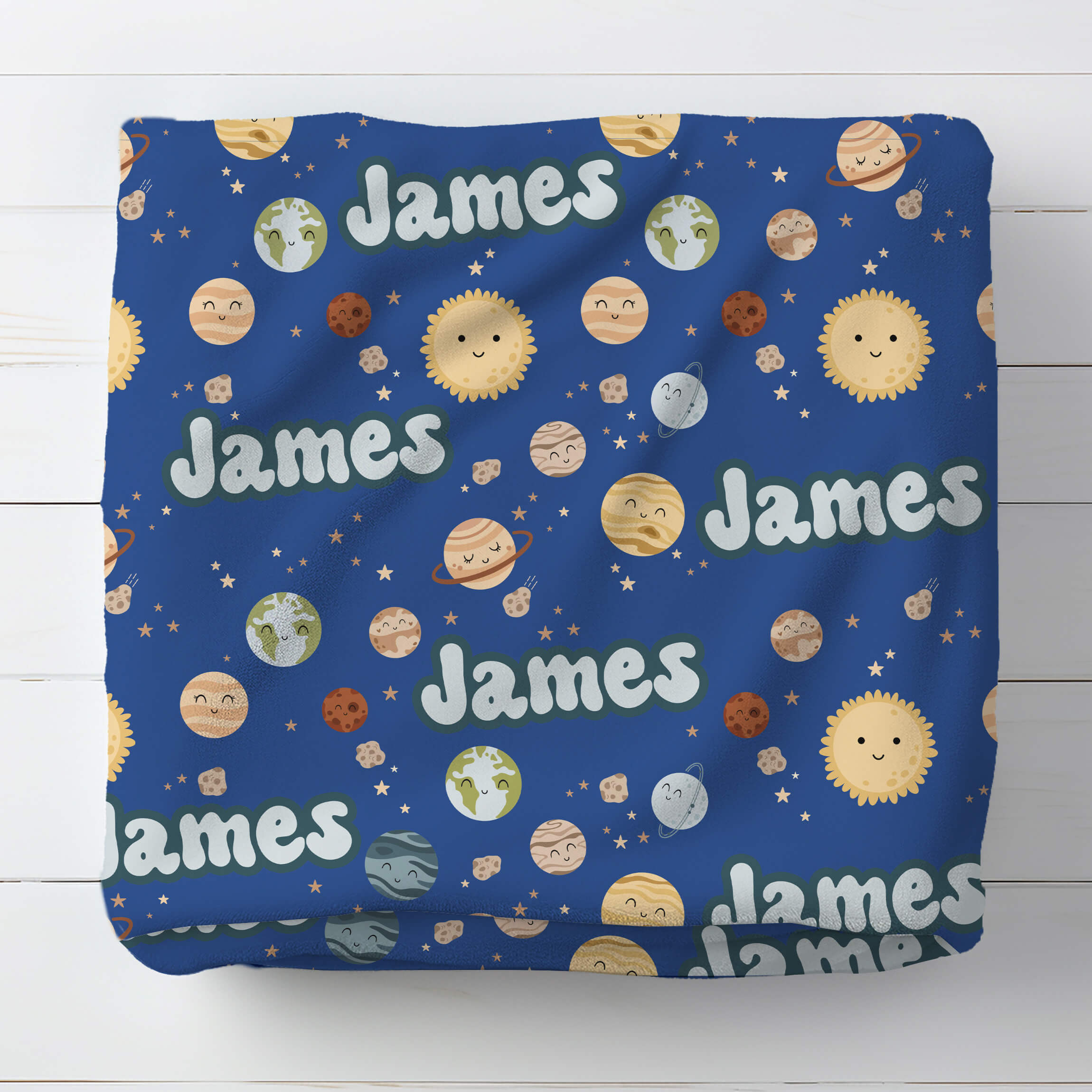 Personalized Baby Blanket - Smiling Planets