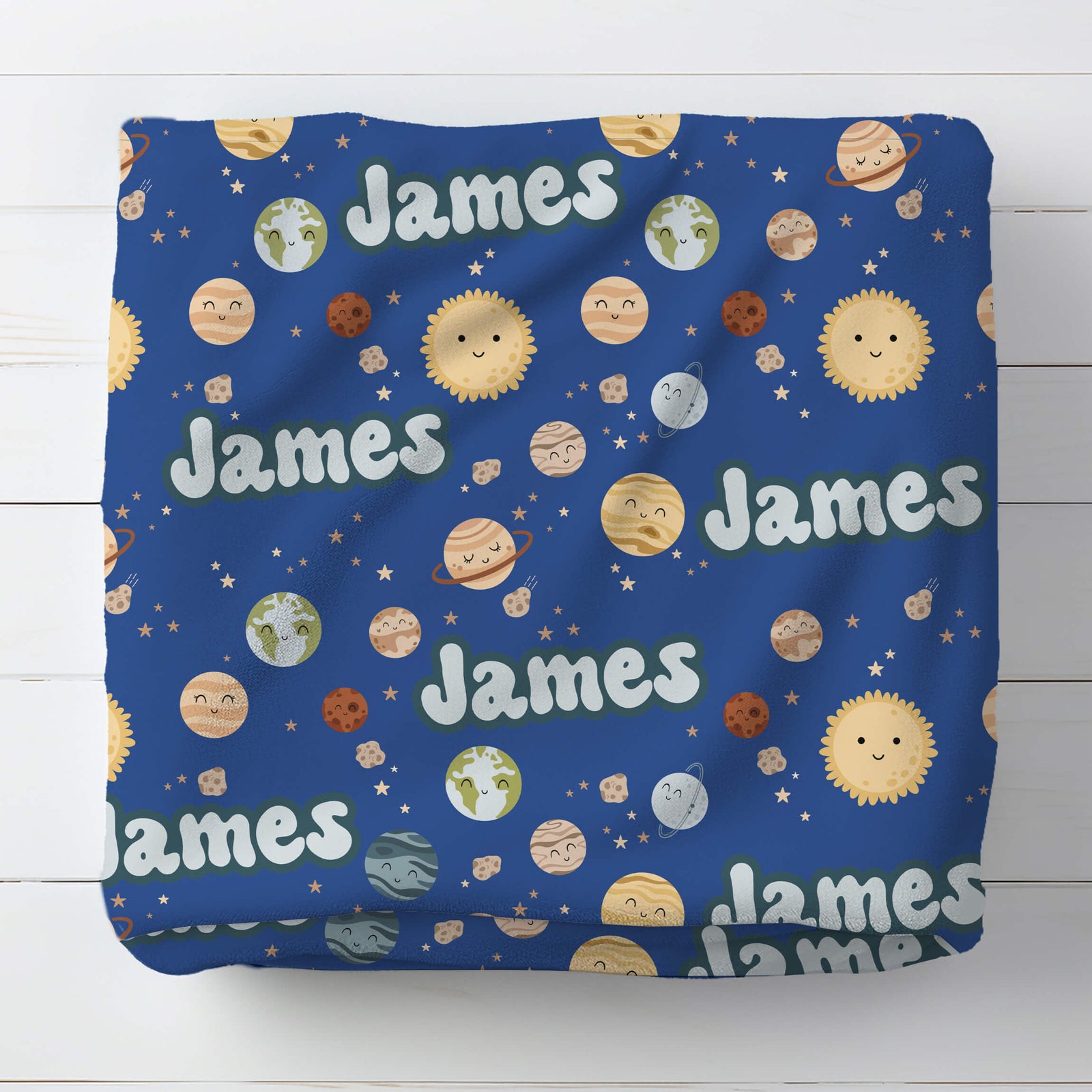 Personalized Baby Blanket - Smiling Planets