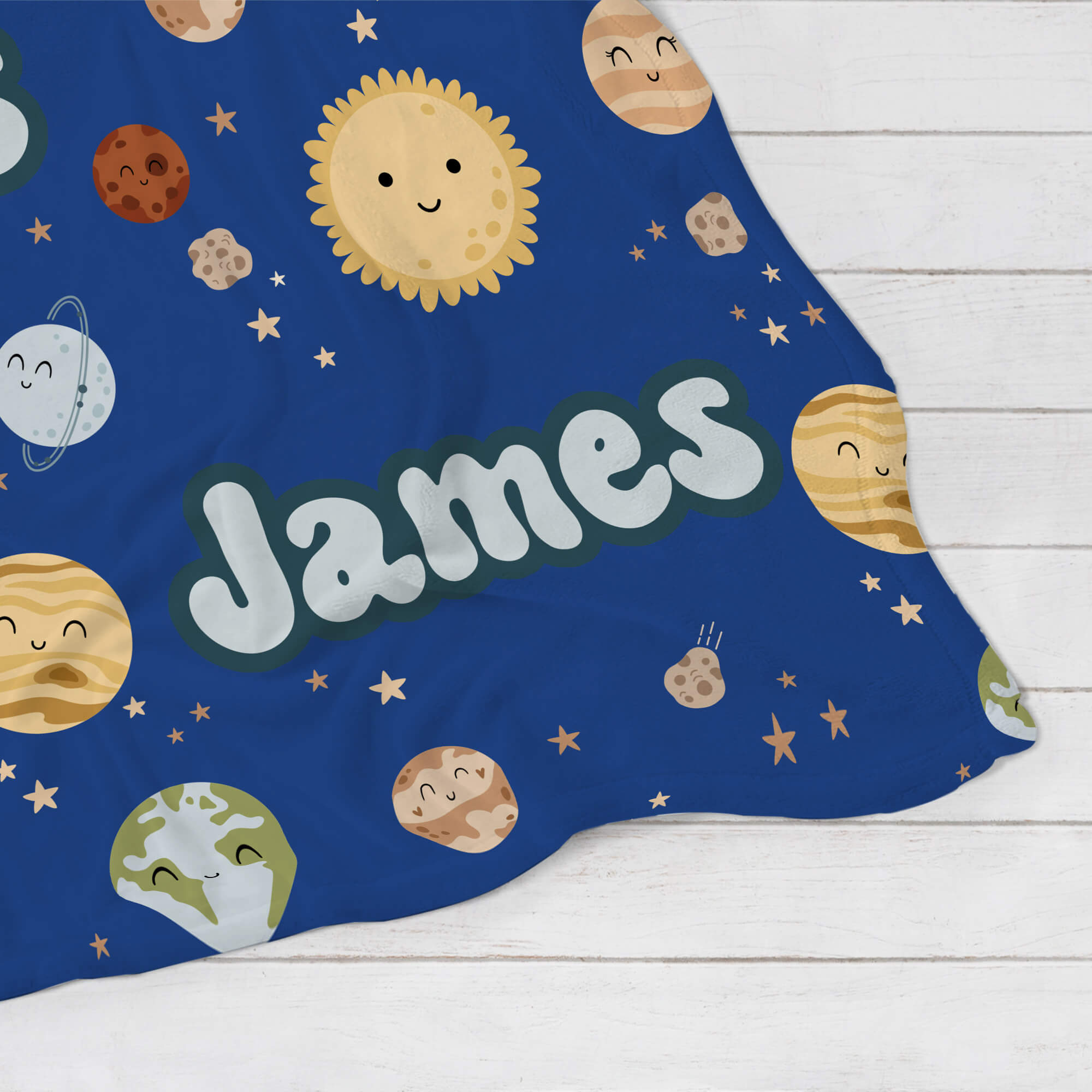 Personalized Baby Blanket - Smiling Planets