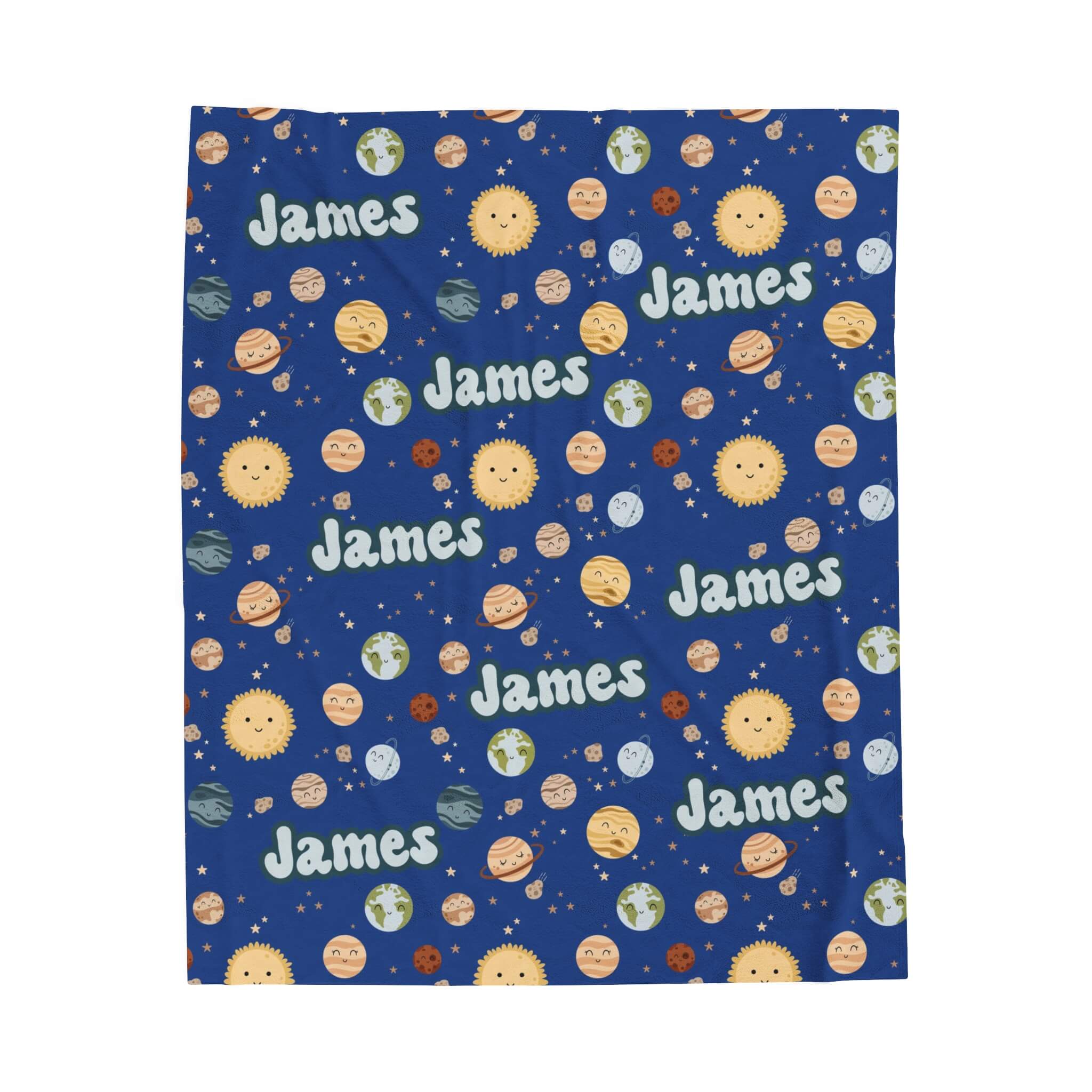 Personalized Baby Blanket - Smiling Planets
